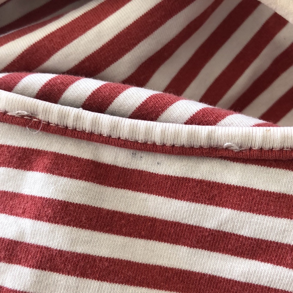 Brandy Melville Pink & White Stripe Crop Tee - Picture 5 of 5